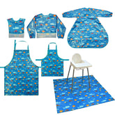 Wipeezee Weaning Bibs Splash Mat and Aprons Bundle - Turquoise Sea Creatures