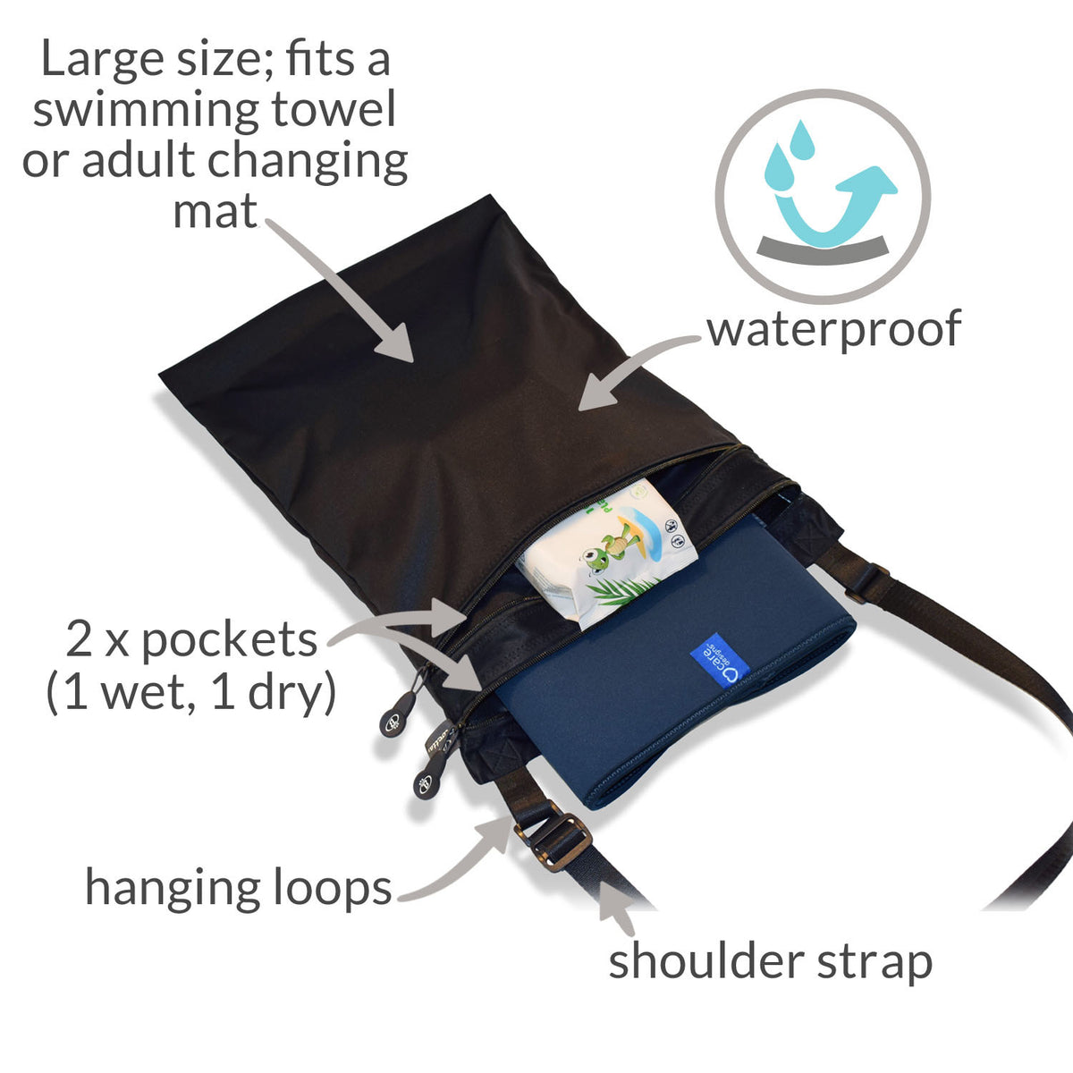 Wet and Dry Waterproof Bag - Black (UK VAT Exempt)