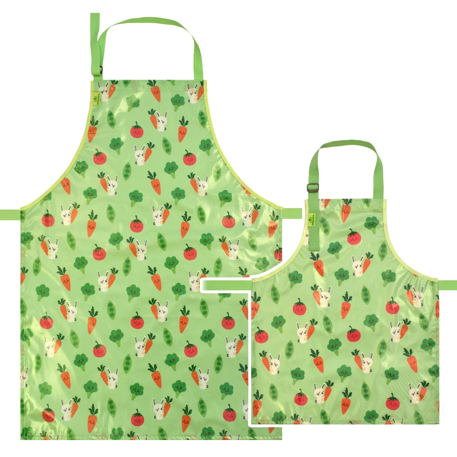 Wipeezee Child and Adult Apron Bundle - Green Bunny and Veg