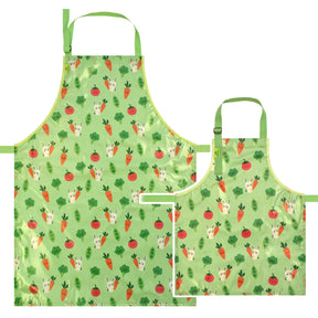 Wipeezee Child and Adult Apron Bundle - Green Bunny and Veg