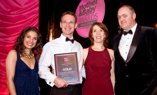 Bibetta gold award at Mother and Baby awards with Dara Obriain