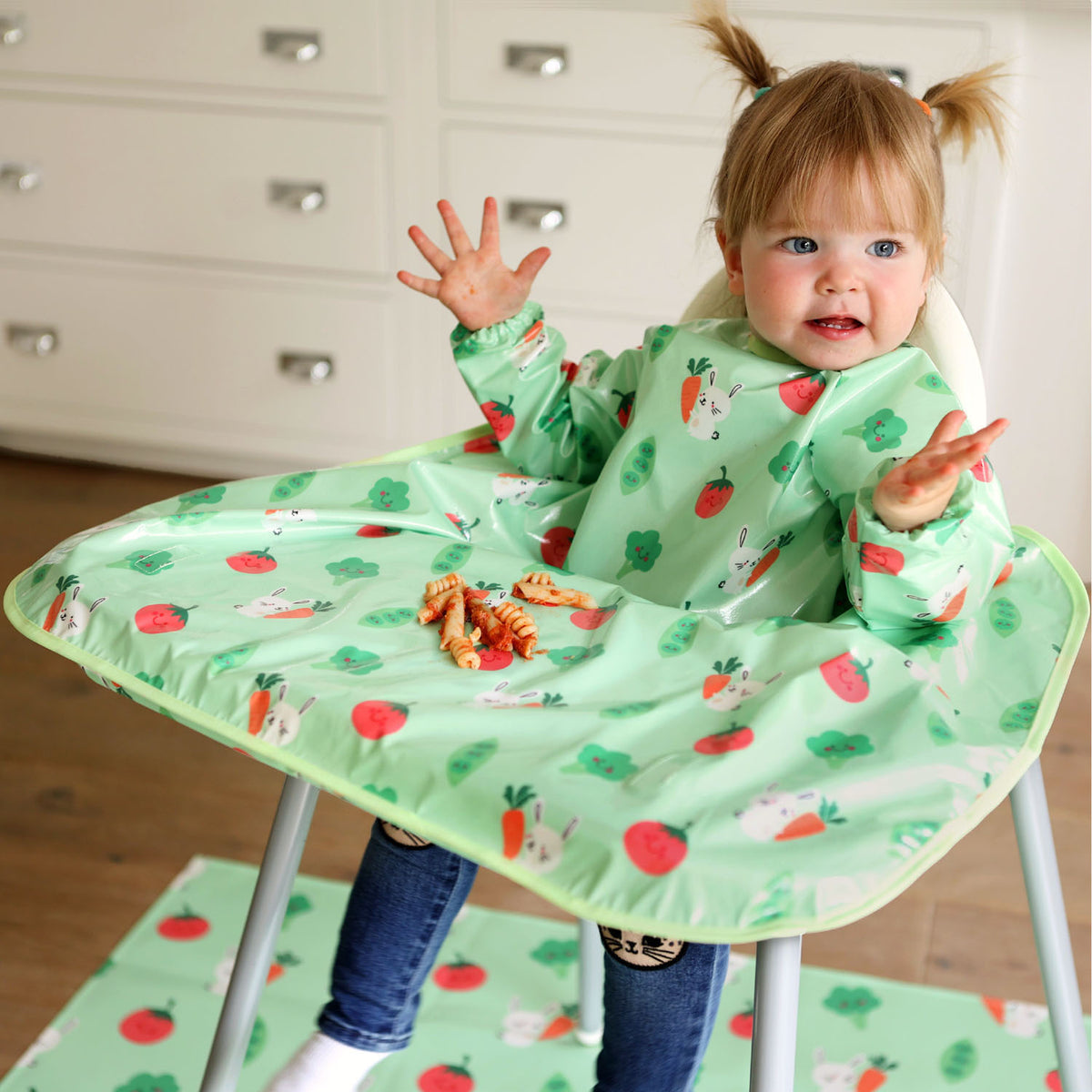 Wipeezee Coverall Bib - Green Bunny & Veg