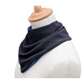 Side view of a black neckerchief bibon a mannequin with a white background