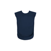 A Junior Care Designs Tabard style bib in Navy shown against a plain white background.