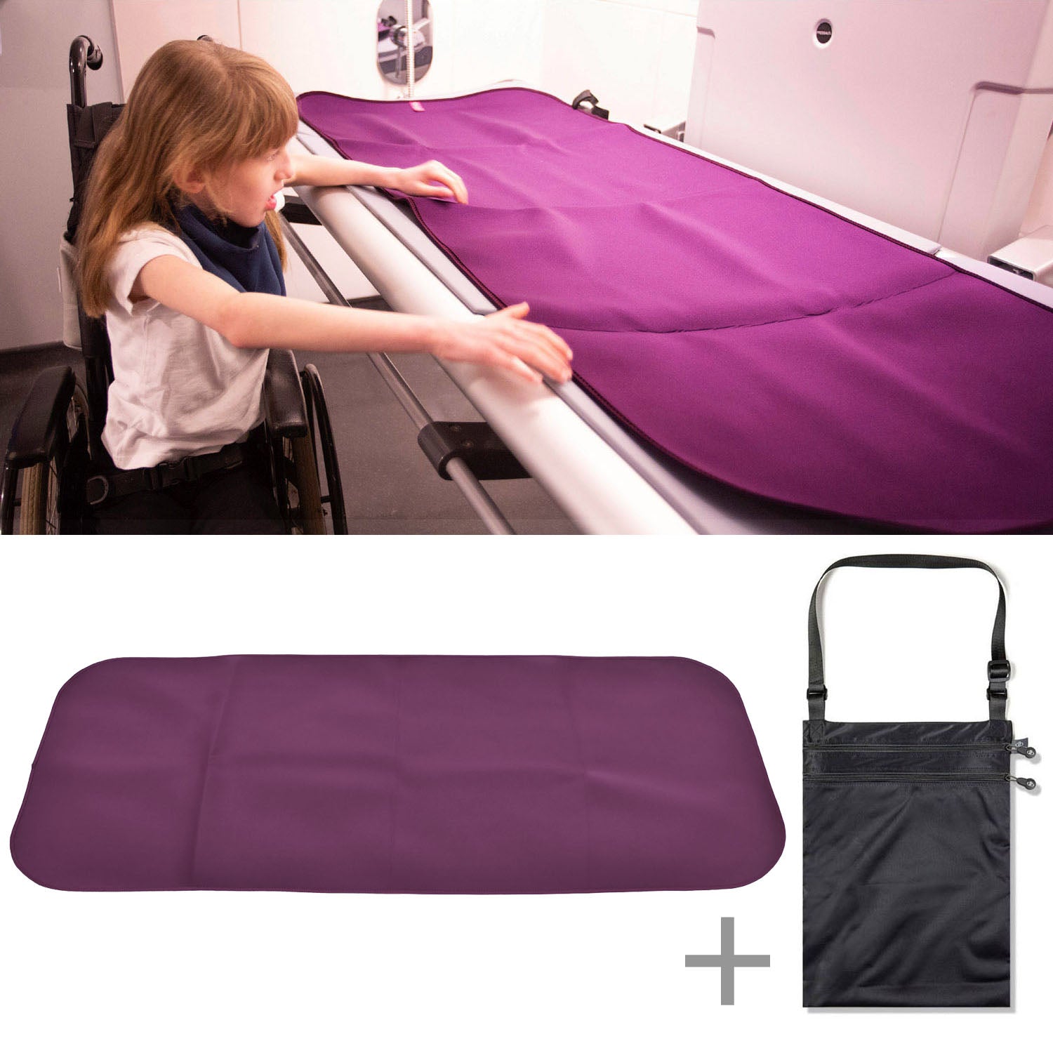 Adult Changing Mat and Waterproof Bag Set - Aubergine/Black