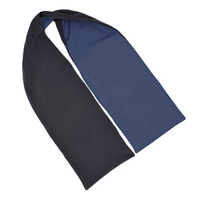 Charcoal black cross scarf clothing protector folded to show the front and back on a white background