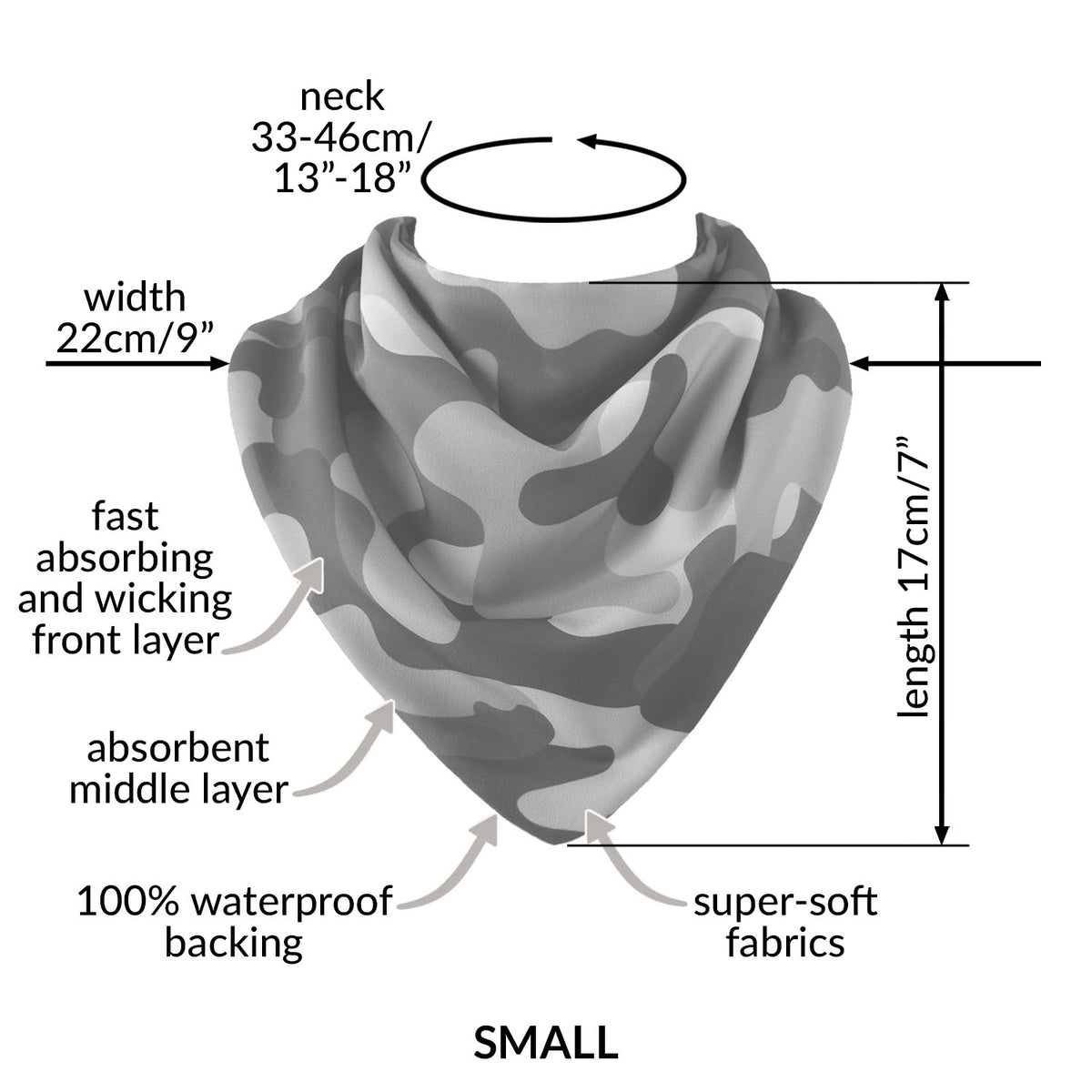 Junior Neckerchief style dribble bib - Blue Camouflage