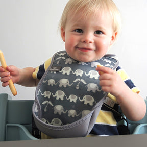 UltraBib 2 pack - Elephants and Plain Grey | Bibs | Bibetta
