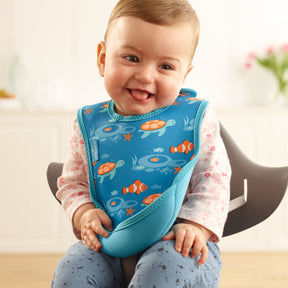 UltraBib 2 pack - Tropical Fish and Plain Turquoise | Bibs | Bibetta