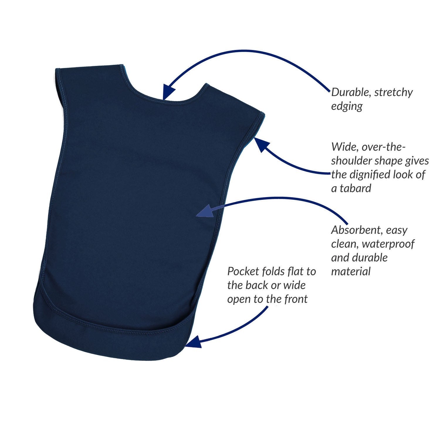Tabard style adult bib - Large Navy | Health Care | Care Designs